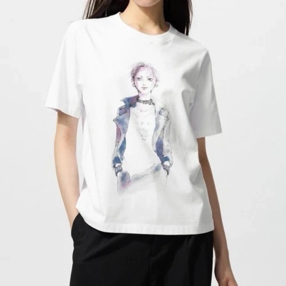 Ai Yazawa UT T-Shirt White WOMEN  XL  "NANA Osaki & Hachiko Design" Uniqlo Japan